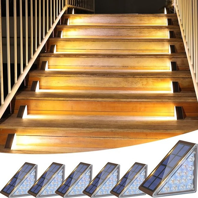 Royelux Solar Powered Stair Lights - Waterproof, Warm White LED