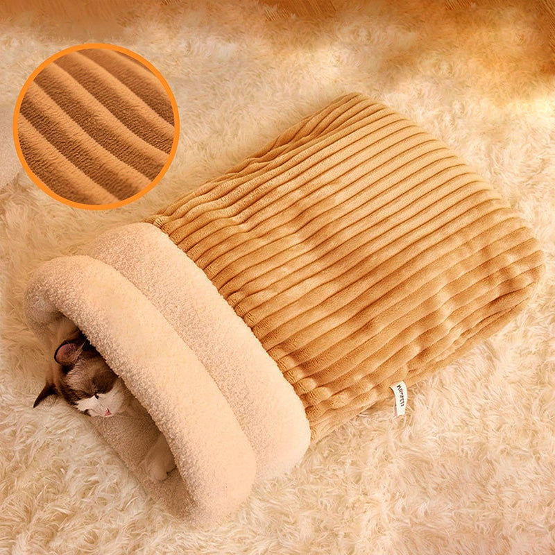 Pawellure Warm & Cozy Cat Sleeping Bag Bed - Plush & Portable Feline Retreat