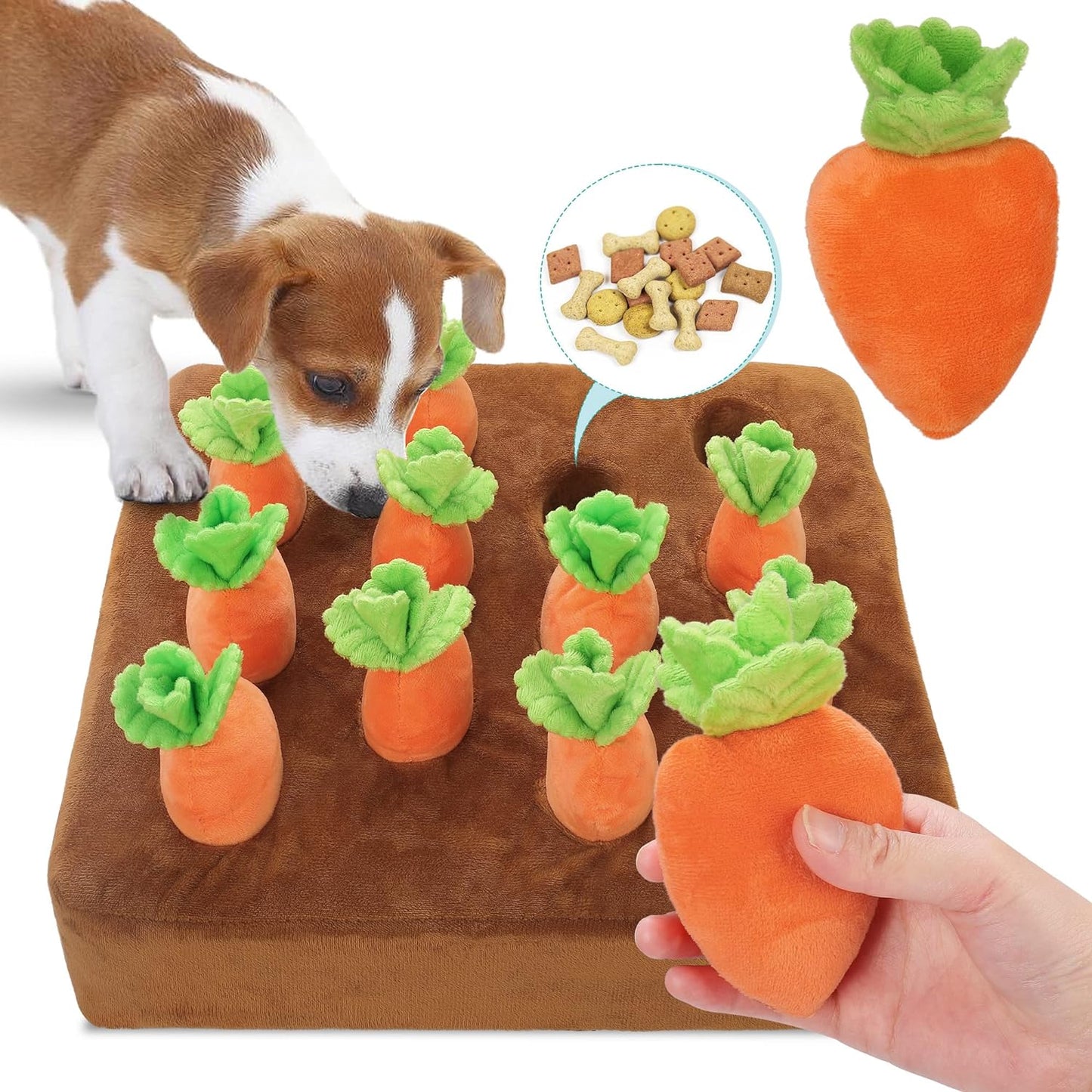 Furora Interactive Carrot Garden Dog Puzzle Toy - Durable & Engaging Treat Hiding Fun for All Breeds