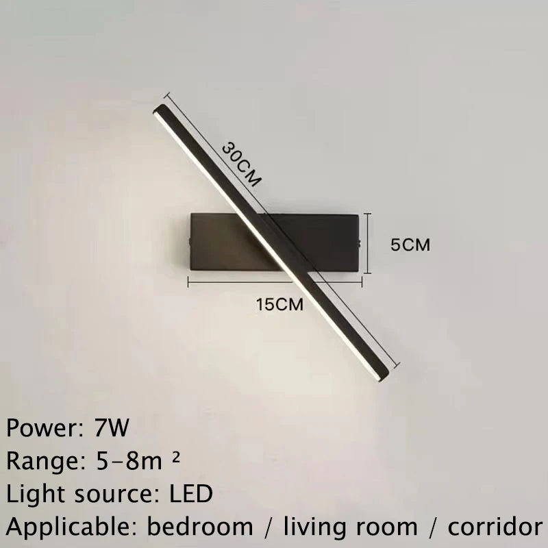 LED Wall Lamp Nordic Modern Minimalist Bedroom Bedside Lamp Creative Staircase Lamp Living Room Rotating Wall Lamp