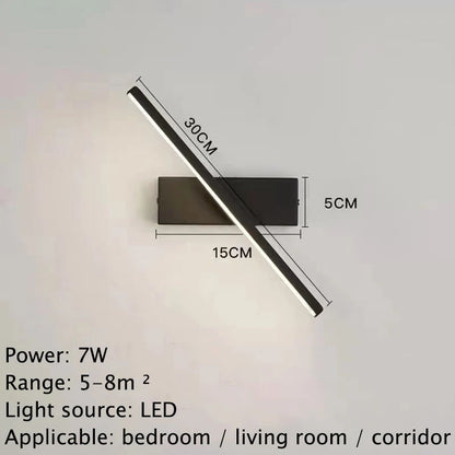 LED Wall Lamp Nordic Modern Minimalist Bedroom Bedside Lamp Creative Staircase Lamp Living Room Rotating Wall Lamp