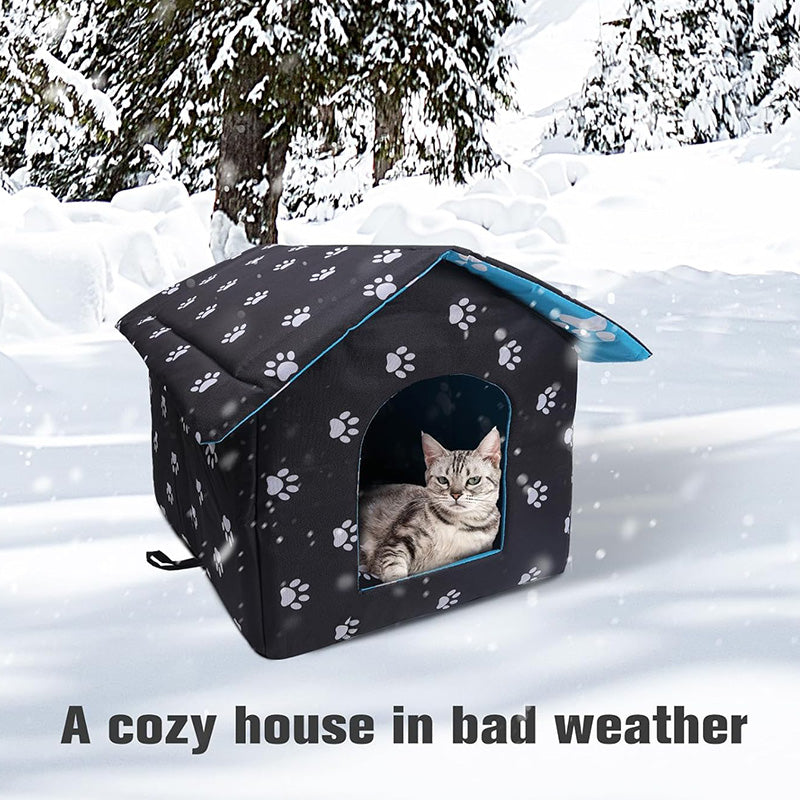 Pawelux Outdoor Cat House – Waterproof with Self-Warming Pad for Comfort