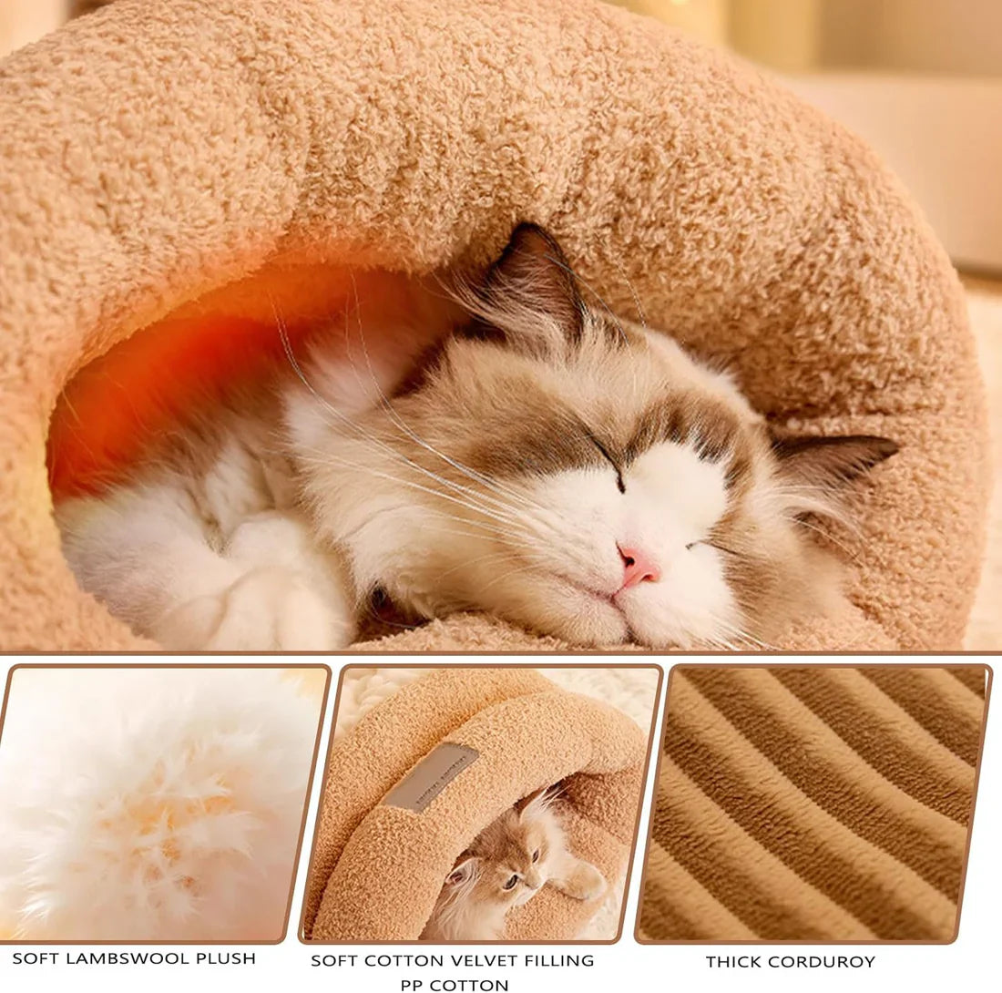 Pawellure Warm & Cozy Cat Sleeping Bag Bed - Plush & Portable Feline Retreat