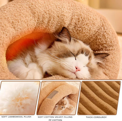 Pawellure Warm & Cozy Cat Sleeping Bag Bed - Plush & Portable Feline Retreat