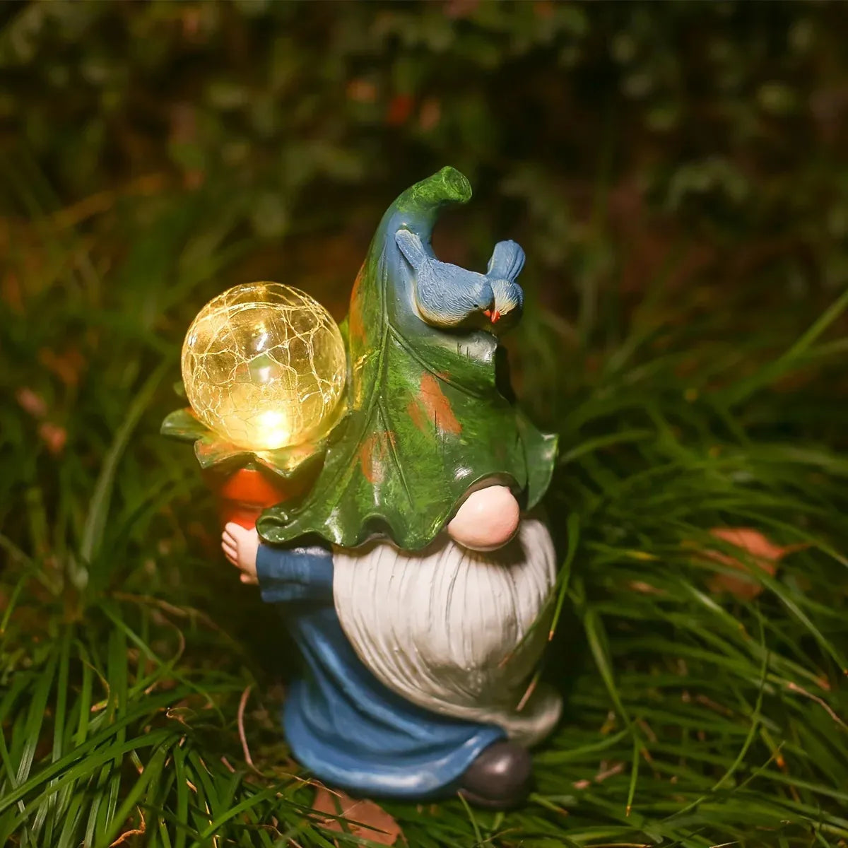 Royaleva Courtyard Garden Ornament - Solar Gnome Statue with Light-Up Orb - Default Title