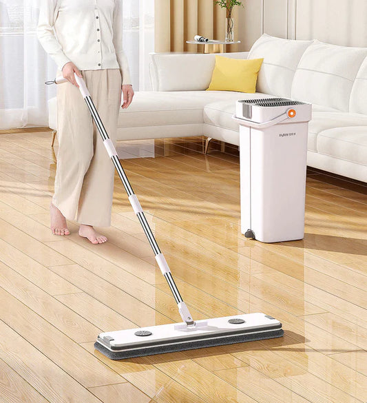 Royallure Effortless Floor Cleaning Squeeze Mop Set with Hands-Free Wringing and Dual-Use Reusable Pads