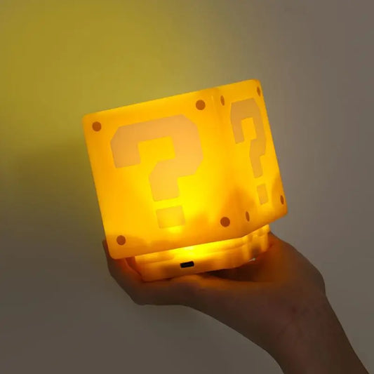 Mario question block lamp, Super Mario LED night light with USB charging, perfect for kids and fans of the game.