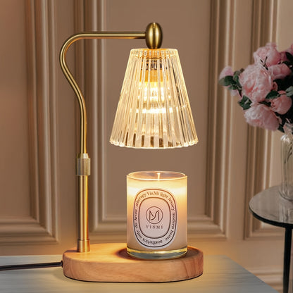 Cozy warming candle lamp with dimmable heat, adjustable height, and timer function, perfect for safely enjoying jar candles and creating a relaxing ambiance.