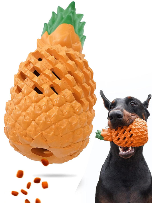 Pawellure Indestructible Pineapple Dog Chew Toy with Treat Dispenser for Aggressive Chewers