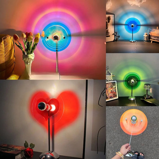 Rayvia Bauhaus-Inspired Glow Lamp - Retro LED Ambiance Light with Adjustable Neck - A -Rainbow