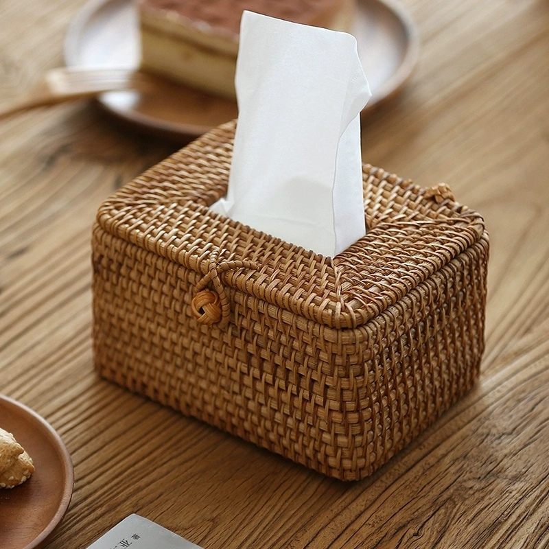 Rayvia Chic Rattan Tissue Box for Home Decor