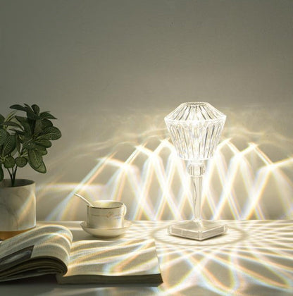 Rechargeable crystal table lamp with dimmable LED lighting