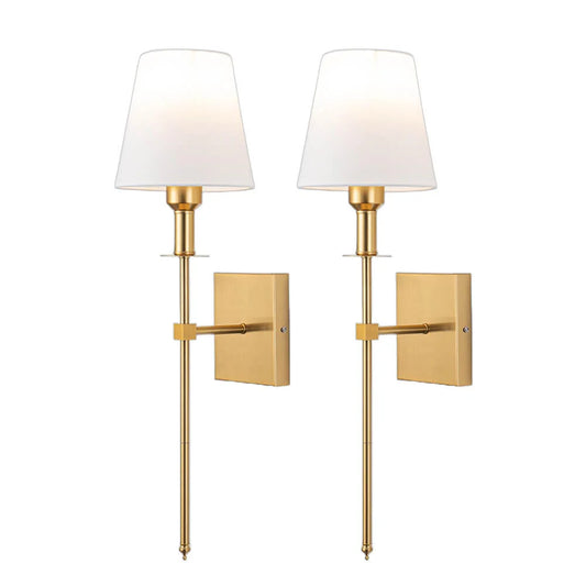 Elegant rechargeable wireless wall light set in gold with adjustable LED lighting, perfect for bedroom and living room decor.