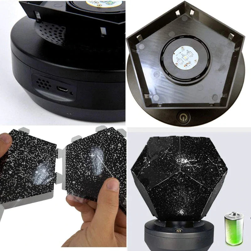 Royaleva Galaxy Star Projector with Bluetooth & 4-Mode Brightness - Portable USB Rechargeable