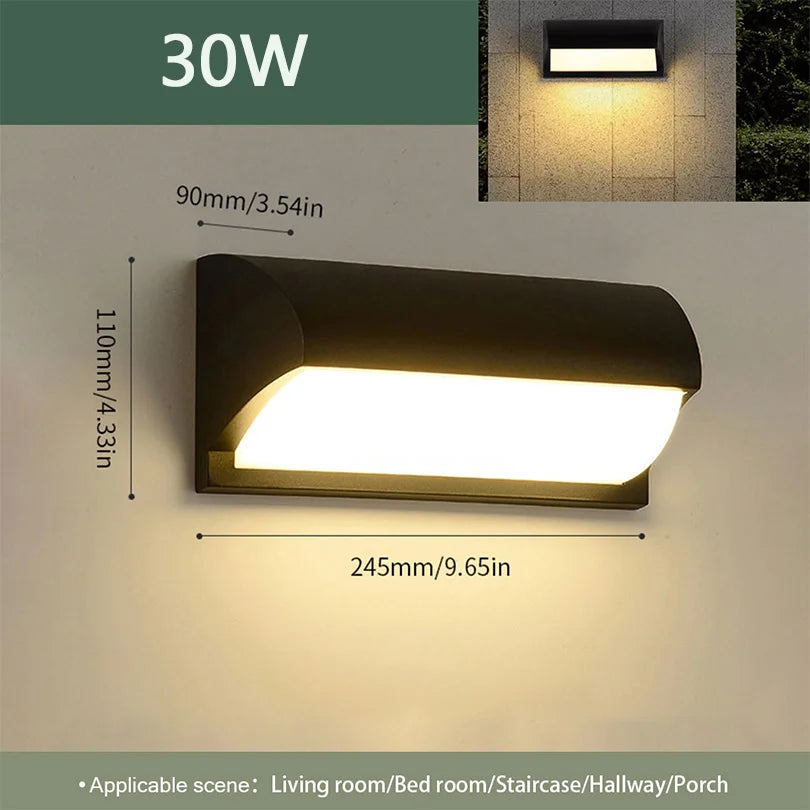 Royelux Waterproof LED Outdoor Wall Light with Motion Sensor - Radar Motion Sensor / Model D 30W / Cold White