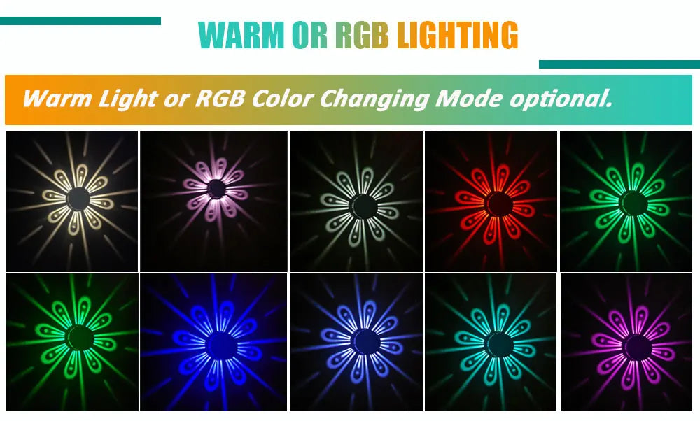 Royelux Solar LED Garden Light - Decorative RGB Fence Lighting with Shadow Patterns