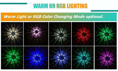 Royelux Solar LED Garden Light - Decorative RGB Fence Lighting with Shadow Patterns