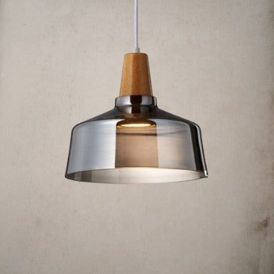 RoyaleGlow Vintage-Inspired Glass and Wood Pendant Lighting - Classic Elegance - Grey / Type A