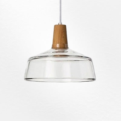 RoyaleGlow Vintage-Inspired Glass and Wood Pendant Lighting - Classic Elegance - Grey / Type A