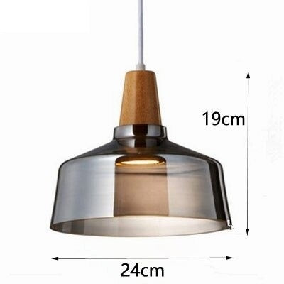 RoyaleGlow Vintage-Inspired Glass and Wood Pendant Lighting - Classic Elegance - Grey / Type B