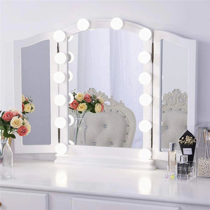 LED makeup mirror lighting system with 3 color modes and dimmable brightness, USB-powered