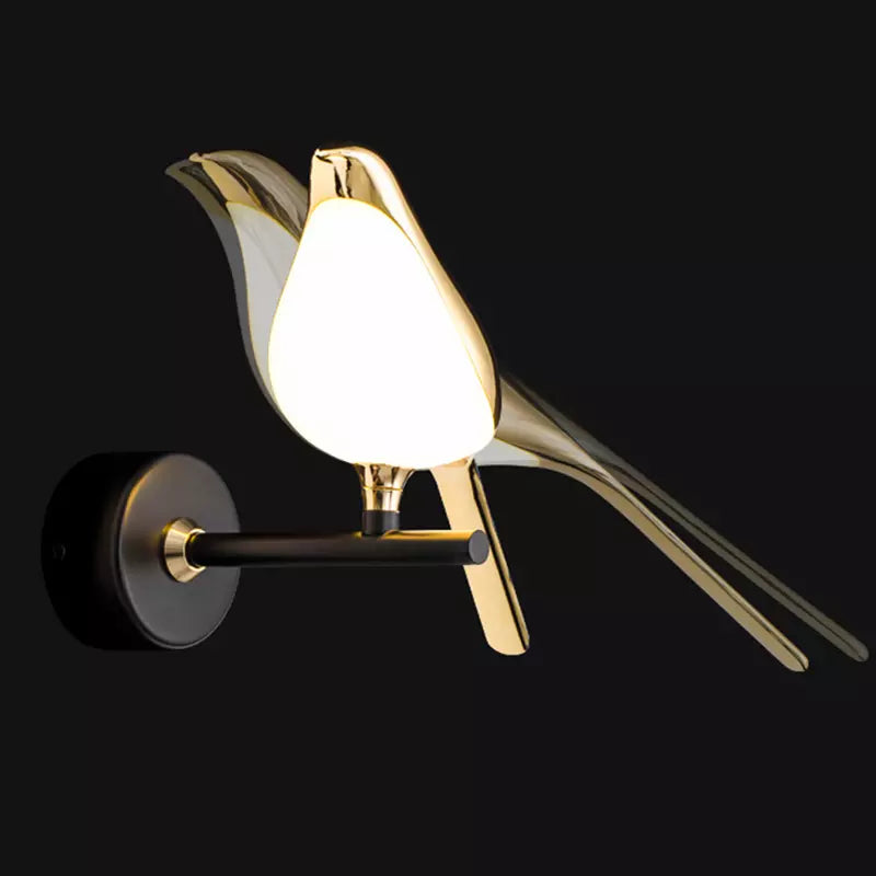 Modern Bird Wall Light - Rotatable Gold LED Wall Sconce - One Bird / Warm White