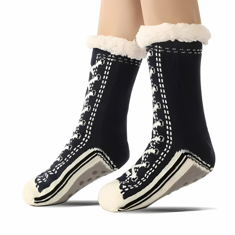 Rayvia Cashmere Slipper Socks with Non-Slip Grip