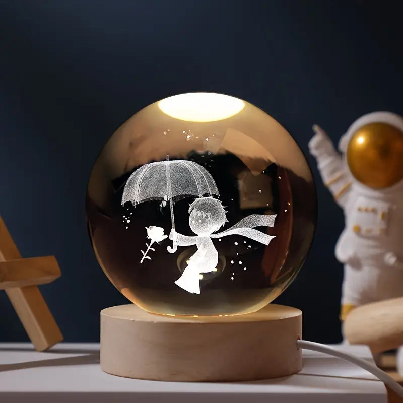 RoyaleGlow™ Celestial 3D Engraved LED Crystal Ball Night Light - Umbrella