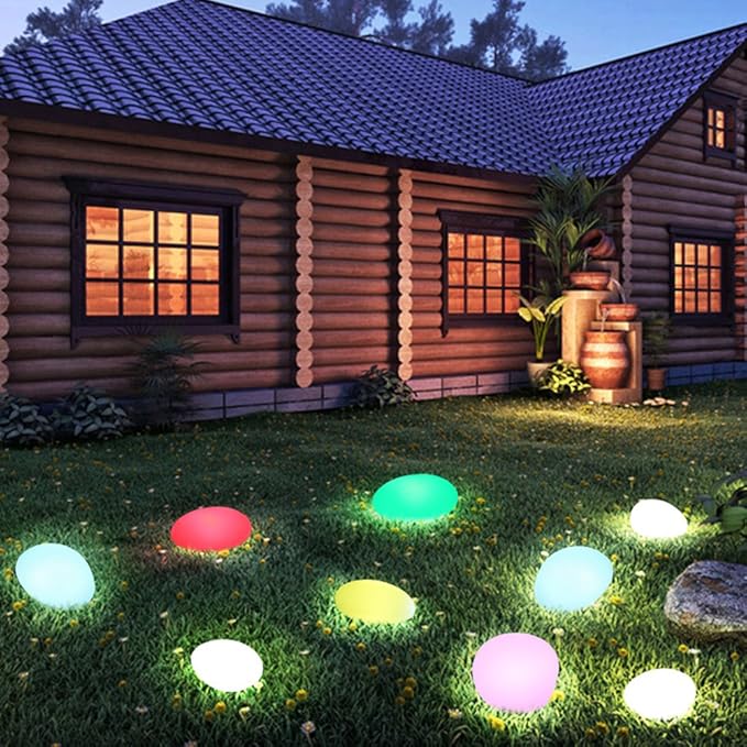 Royallure Outdoor LED Cobblestone Garden Light with 16 Colors & Remote - Medium (USB-Rechargeable)