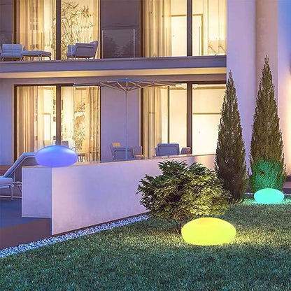 Royallure Outdoor LED Cobblestone Garden Light with 16 Colors & Remote - Medium (USB-Rechargeable)