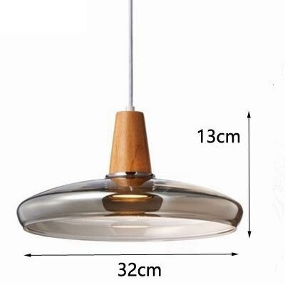 RoyaleGlow Vintage-Inspired Glass and Wood Pendant Lighting - Classic Elegance - Grey / Type C