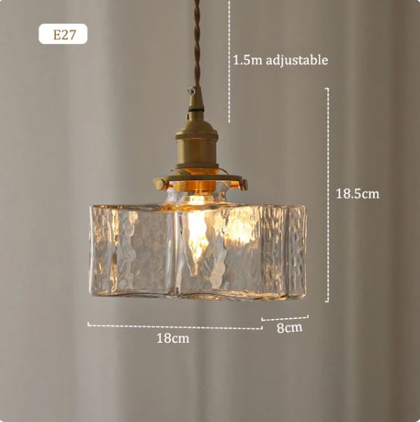 RoyaleGlow Chic Glass Hanging Pendant Light - Elegant Home Fixture - Small