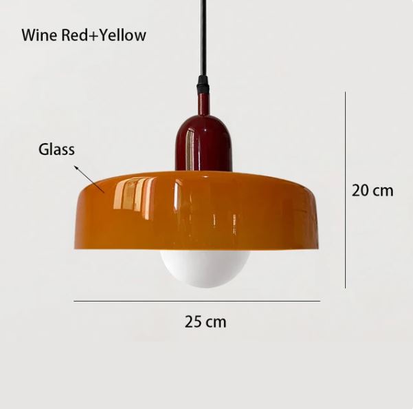 RoyaleGlow Scandinavian-Style Vintage Glass Pendant Light for Elegant Illumination - Small / Yellow / Red