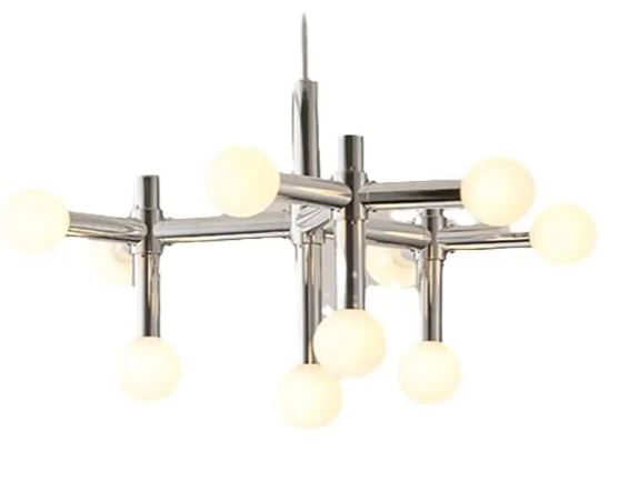 RoyaleGlow Modern Chrome Glass Orb Chandelier - Elegant Ceiling Fixture - Medium 10 Heads