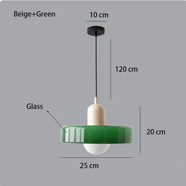 RoyaleGlow Scandinavian-Style Vintage Glass Pendant Light for Elegant Illumination - Small / Green / Beige