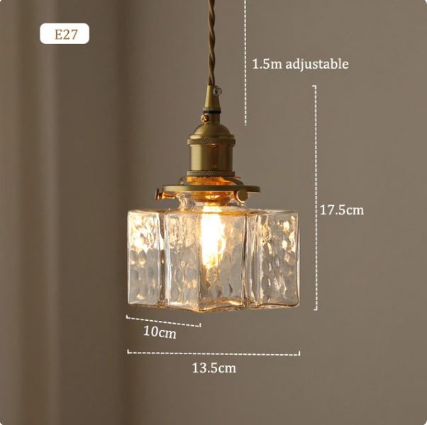 RoyaleGlow Chic Glass Hanging Pendant Light - Elegant Home Fixture - Small