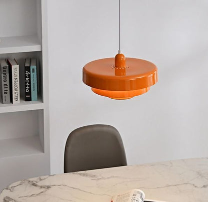 RoyaleGlow Vibrant Multicolor Lacquered Metal Pendant Light - Modern Home Decor - Orange