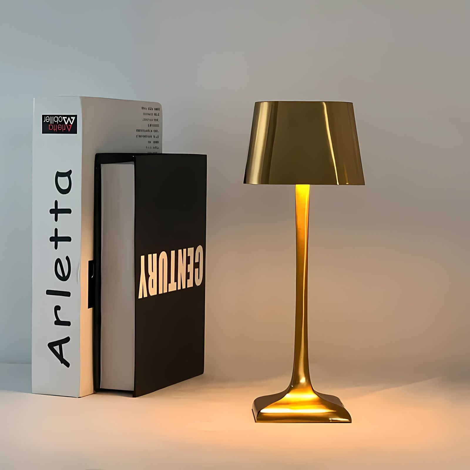 Eleganza Cordless LED Table Lamp – Touch Control, Rechargeable with Italian Design - Gold & Black