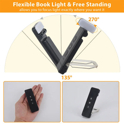 Clip-on Book Light, USB Rechargeable Reading Light with Timer, Portable LED Bookmark Light for Bedside & Desk - White