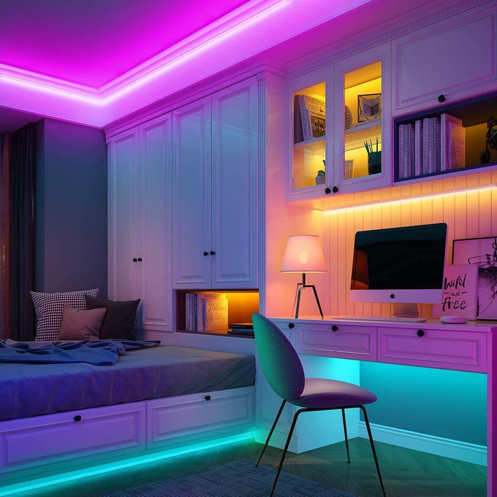 Vibrant RGB LED Strip Lights - Bluetooth Customizable Color-Changing Light Strip for Home Decor