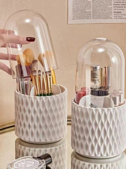 Royallure Rotating Makeup Brush Organizer - Space-Saving Vanity Storage Solution