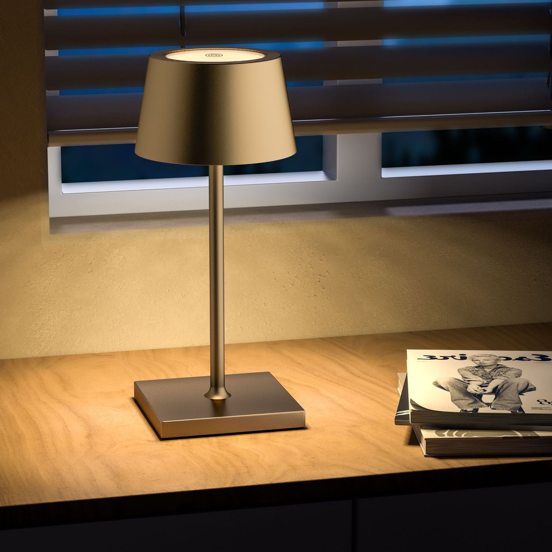 LumiCord Cordless LED Table Lamp – Rechargeable, Sleek Design with Adjustable Brightness - Black