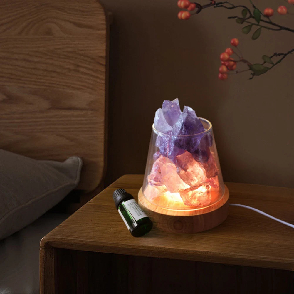 Himalayan Salt Lamp - Crystal Night Light & Essential Oil Diffuser - White