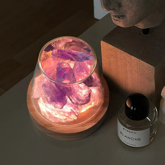 Himalayan Salt Lamp - Crystal Night Light & Essential Oil Diffuser - White