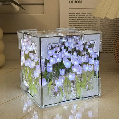 Royallure DIY Tulip Infinity Cube Mirror Night Light Lamp - 5 Colors