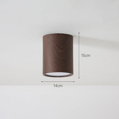 Royallure Mini Column LED Ceiling Light - Elegant Illumination for Your Space - Wood / ∅ 5.5″ x H 3.1″ / D14cm*H8cm / Three-Color Changing