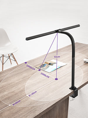 Royaleva Architect LED Desk Lamp - Wide-Area Clamp Light with Adjustable Dimming - Black