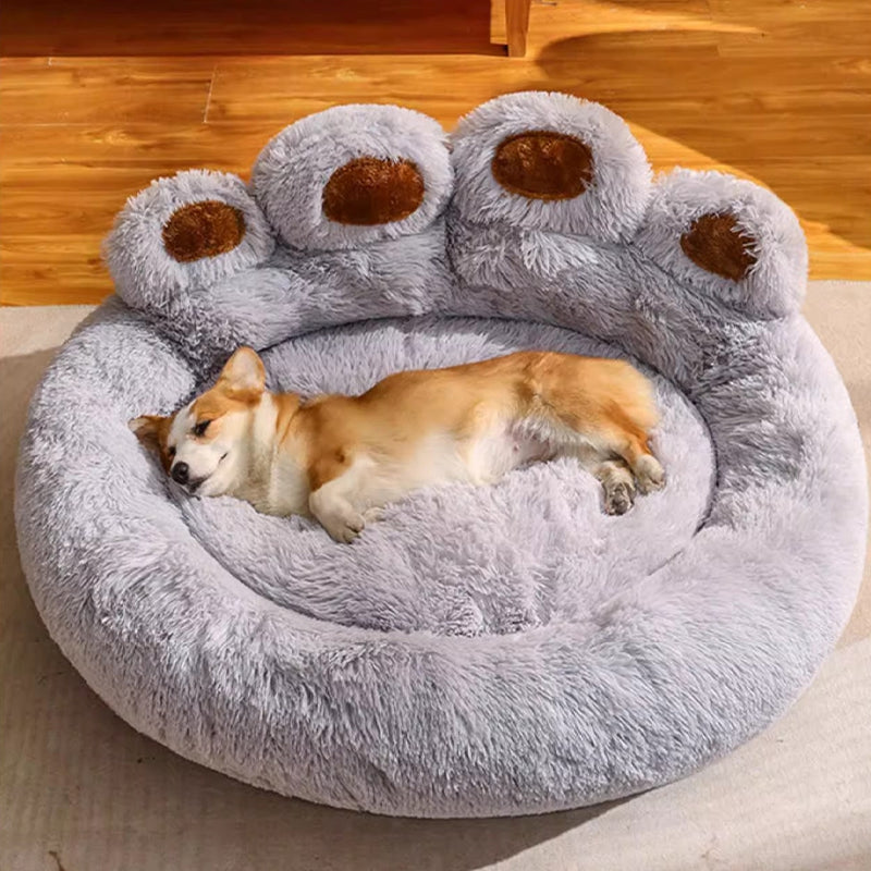 Furora Orthopedic Calming Round Pet Bed - Plush Bear Paw Design for Dogs & Cats, Joint Pain Relief, Machine Washable, Multiple Sizes