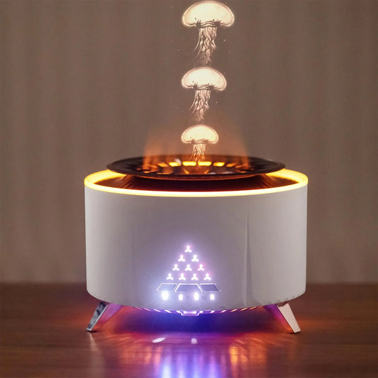 Volcano diffuser, 350ml cool jellyfish mist aromatherapy diffuser with LED lights for large rooms and home décor.