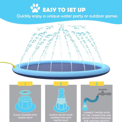 Pawellure Splash Pad for Dogs and Kids - Anti-Slip Summer Sprinkler Mat